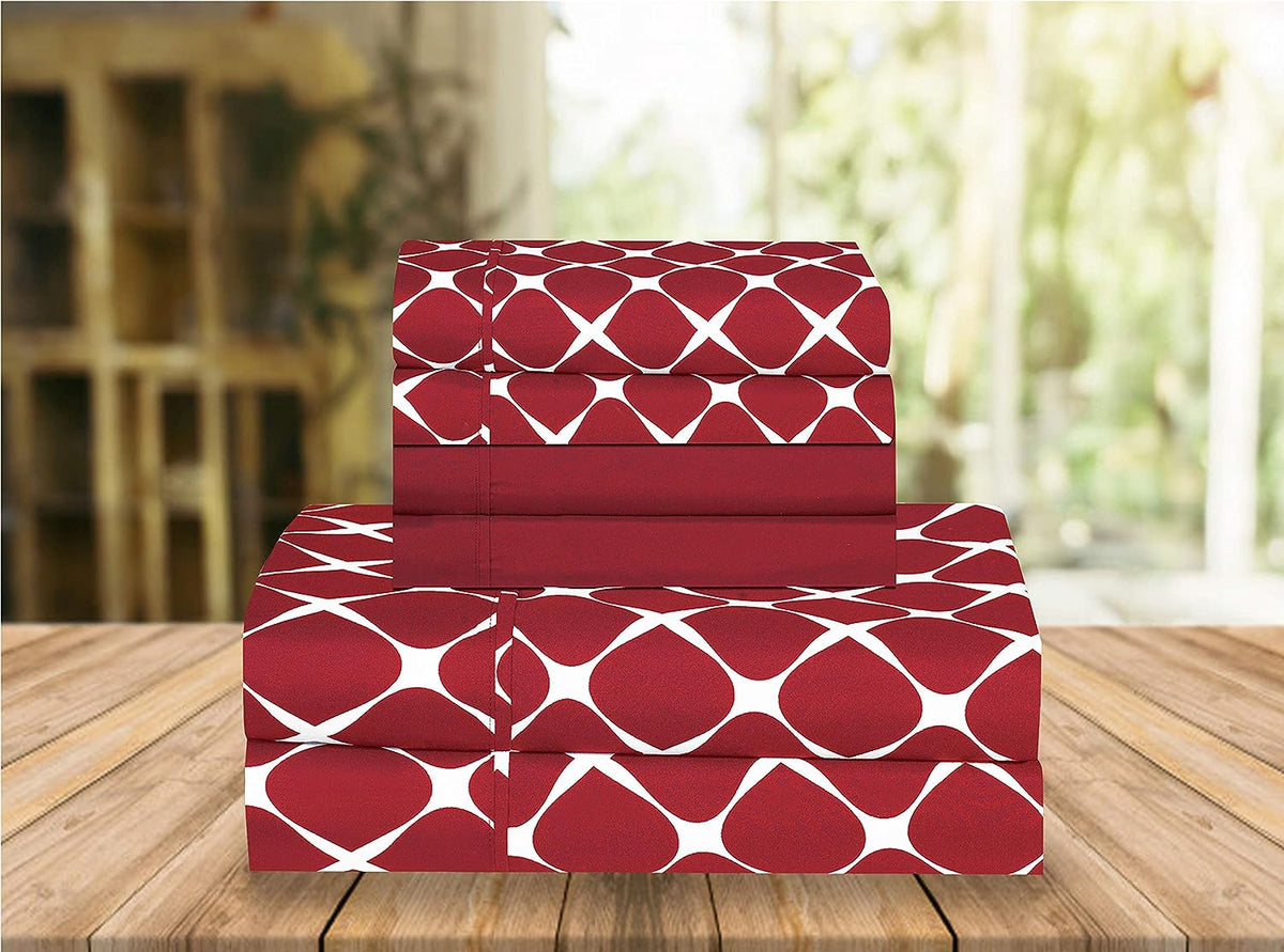 LUXURY COLLECTION Bedsheet Set Luxury 6PC Set Burgandy Full