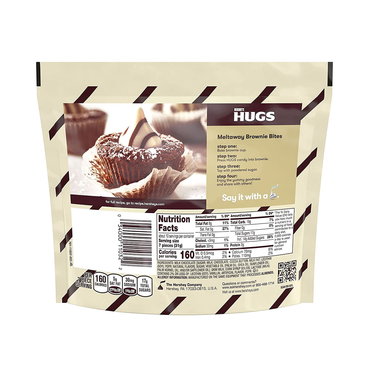 HERSHEY'S Hugs Milk Chocolate Hugged by White Creme 10.6OZ 300G