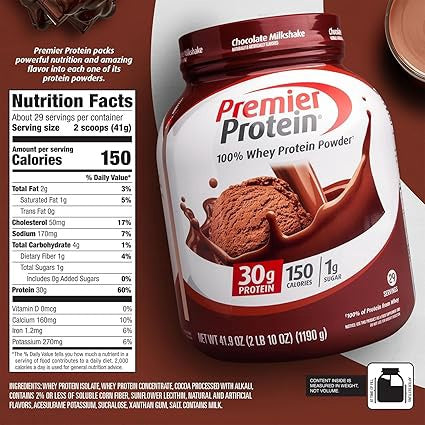 PREMIER PROTEIN Supplement Premier Whey Protein Powder Chocolate Milkshake 41.9OZ