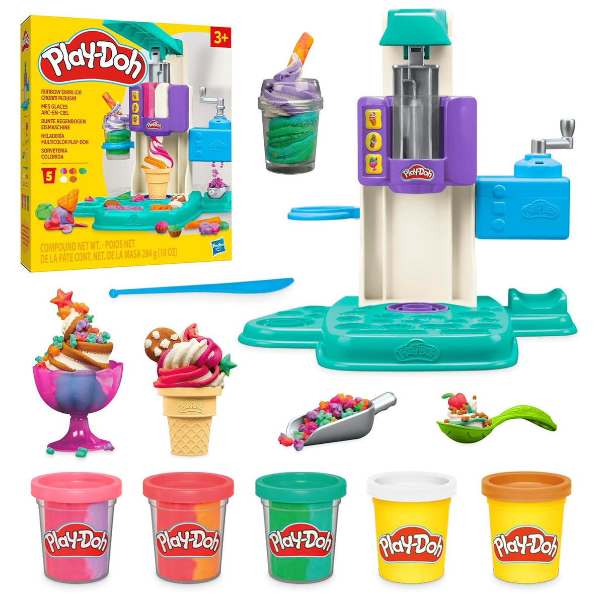 PLAY-DOH Toy Rainbow Swirl Ice Cream Playset