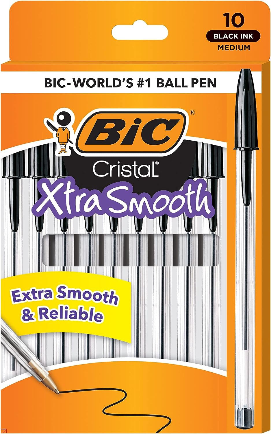 BIC Stationery Pen Cristal Xtra Smooth 10PC Box Black /Blue