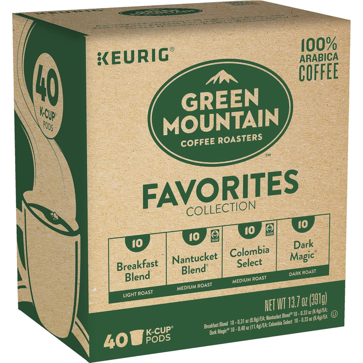 GREEN MOUNTAIN Coffee K-CUP Pods Keurig Favorites 40 Count