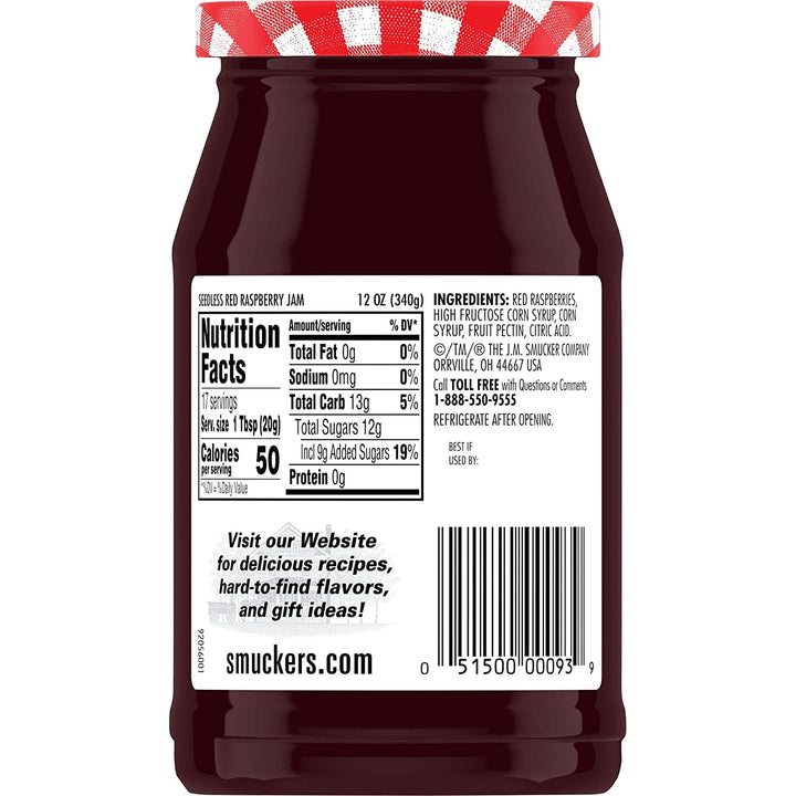 SMUCKER'S Red Raspberry Jam 12OZ 340G