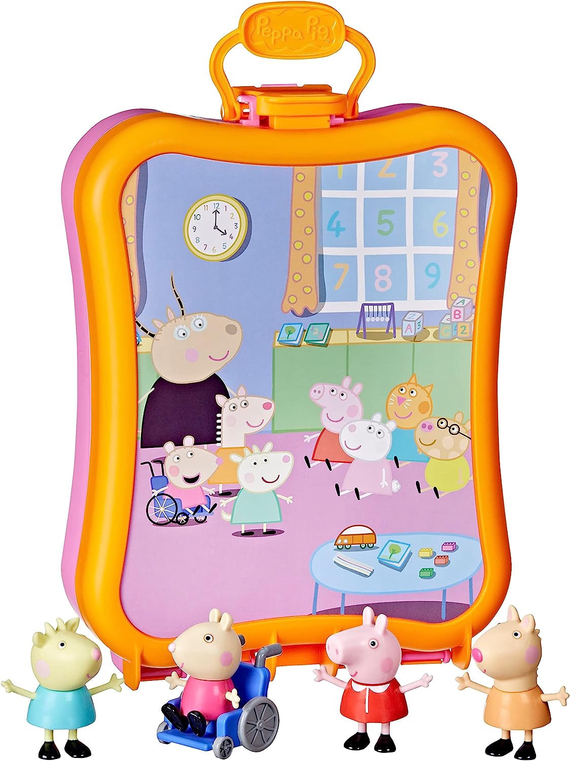 HASBRO Toy Peppa Pig Friends Carrying Case Playset W/ 4 Figures Orange