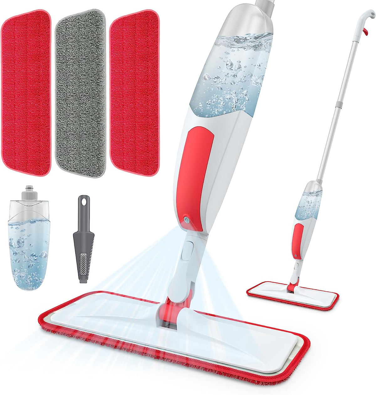 Spray Mop Reusable Microfiber Pad Grey / Red / Blue
