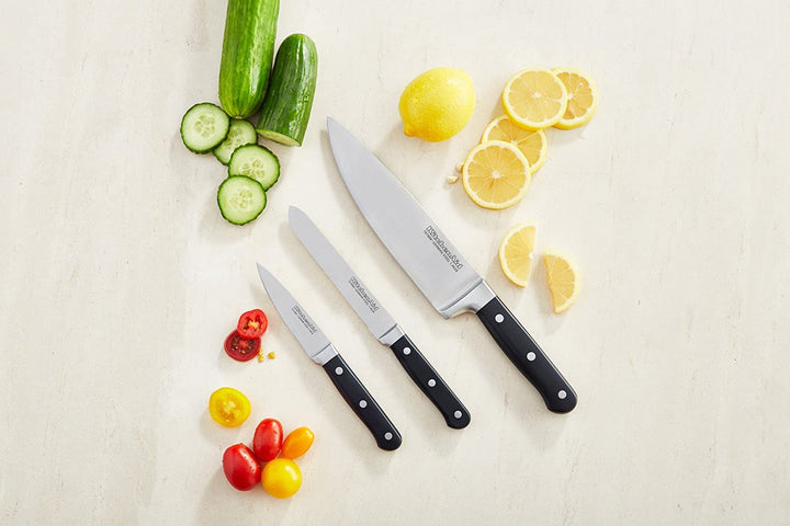 KITCHENAID Knife Set KKFTR3SSOB 3PCS Classic Forged Starter Triple Rivet Cutlery Onyx Black 1Y