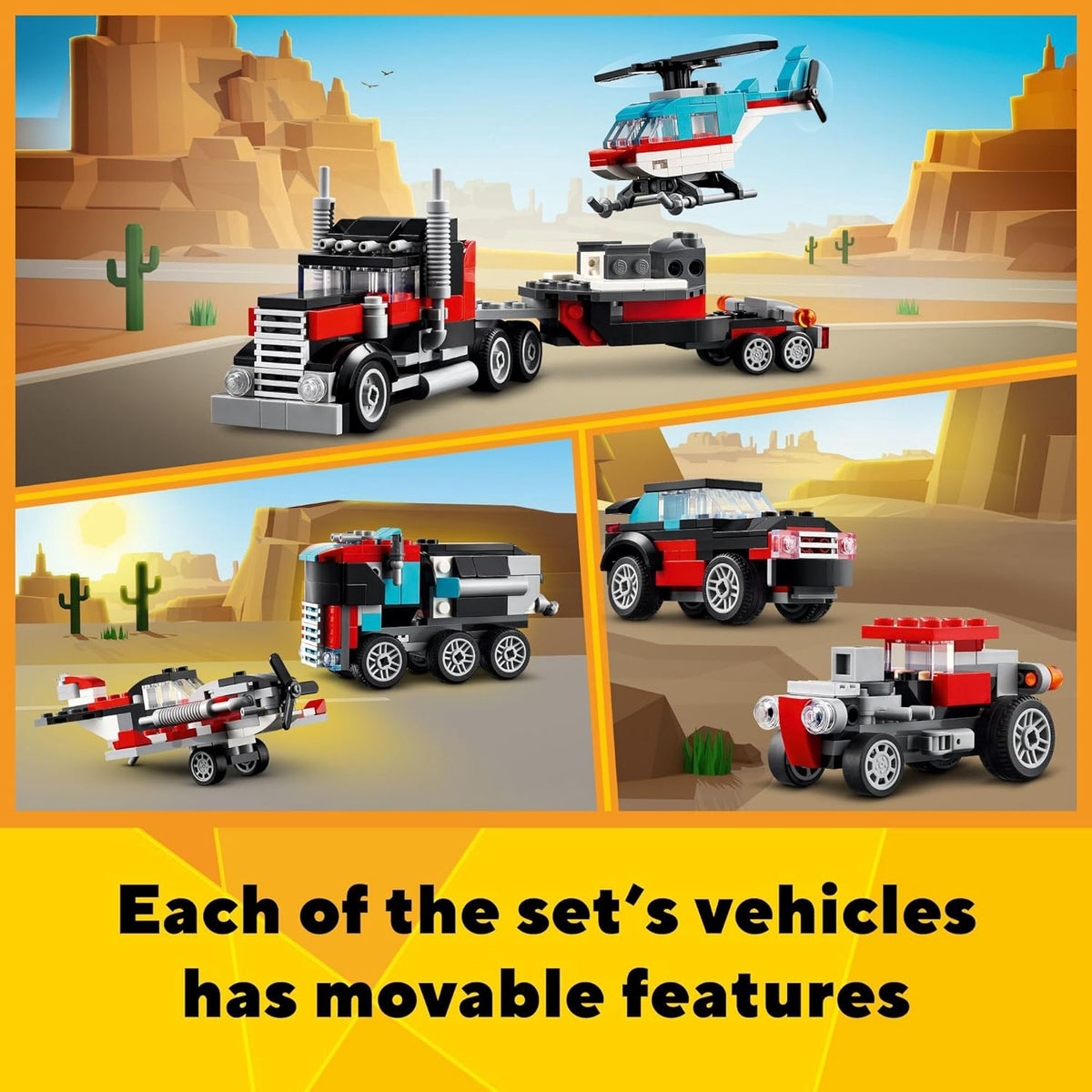 LEGO Toy Creator Flatbed Truck with Helicopter 31146 270PCS