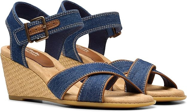 CLARKS Footwear Emmalae Iris Heeled Sandal Denim
