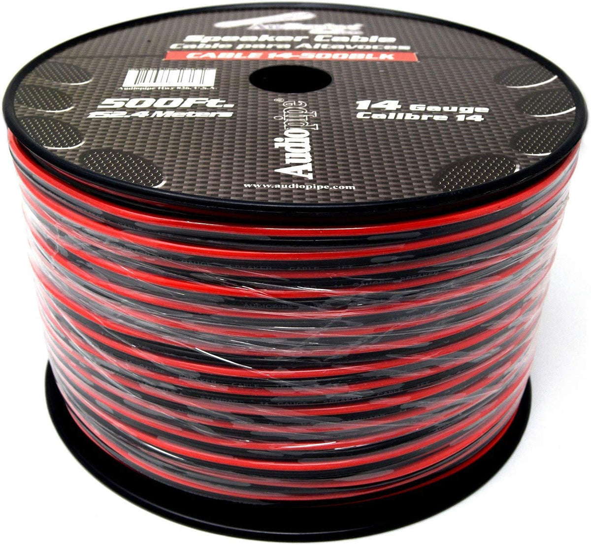 AUDIO PIPE Speaker Wire 14G Cable 14-500 Blk Black and Red 500FT Sold Per Roll