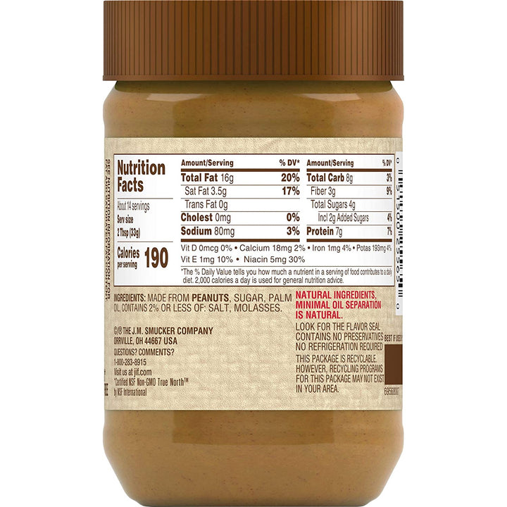 JIF Peanut Butter Natural Creamy 16OZ 454G