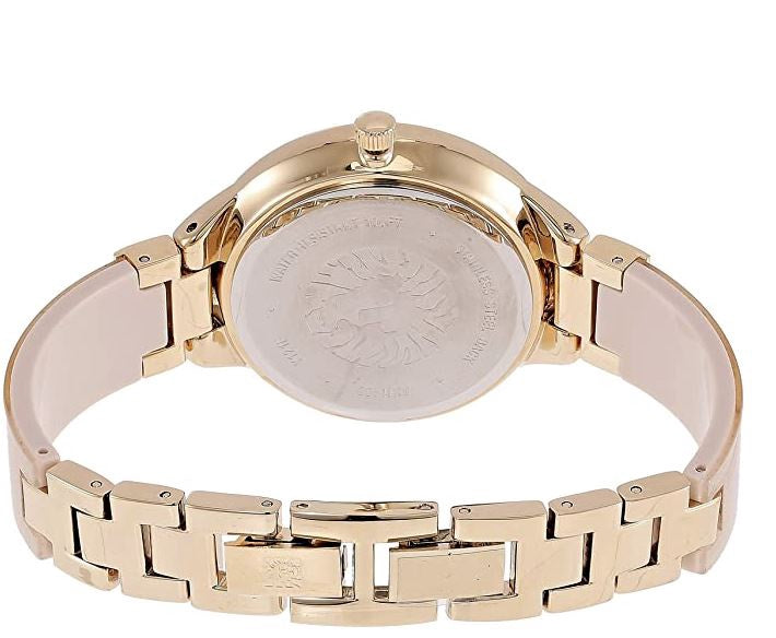 ANNE KLEIN Watch Women's Swarovski Crystal Accented Resin Bangle CREAM/GOLD AK/1408CRCR