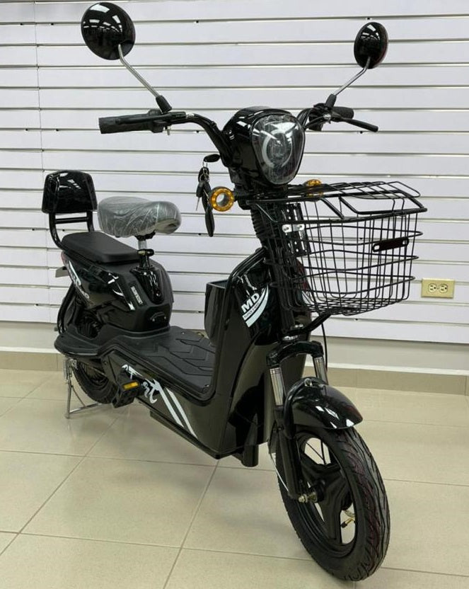 Electric Bike Md Time Start GE-BLACK with Mirrors, Turn Signals, Alarm and Charger Ebike