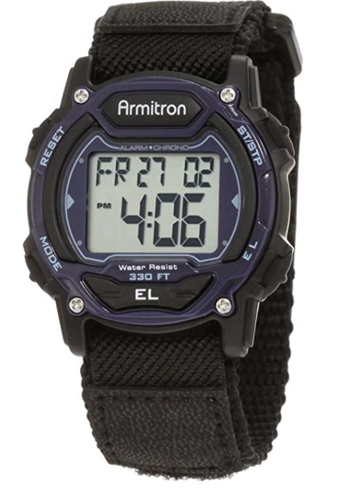 ARMITRON Watch Men Sport 7004BLU Blue Digital Chronograph Black Nylon Strap
