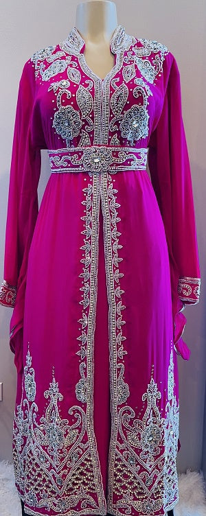 GENERIC Gown Beaded Pink with Silver Stones and Band
