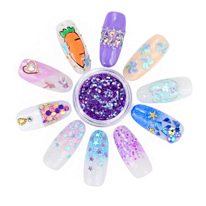 Nails 12 Pots / Set Nail Sequins Powder, Mermaid HALF-PEARL Star Moon Sequins Glitters Sticker Nail Art Design Decorations Diy Decals, 3D Manicure Uv Gel Polish Diy Accessory