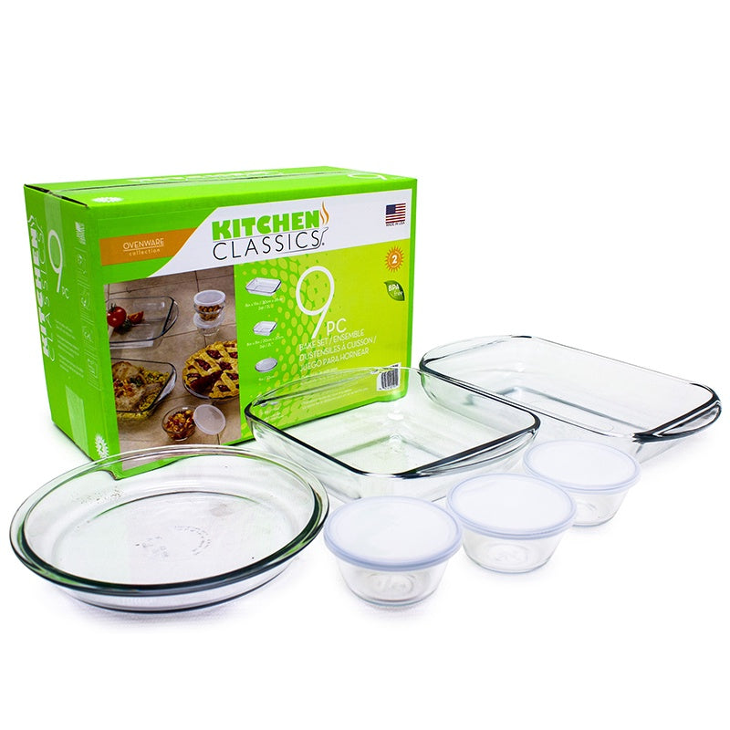 KITCHEN CLASSIC Dish Set 9PCS 94976L1B Glass Baking Pan