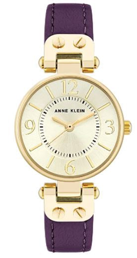 ANNE KLEIN Watch Women's Leather Strap 9442CHPR Purple