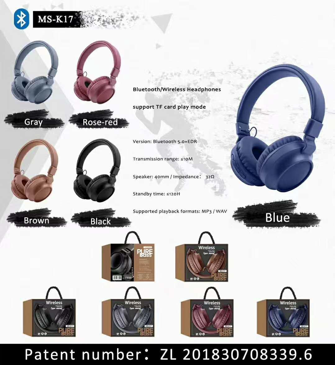 GENERIC Headphones MS-K17 Wireless Deep Bass Bluetooth