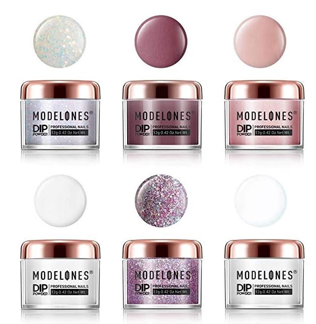 MODELONES Nail Dip Powder Kit Starter 6 Color Sparkle