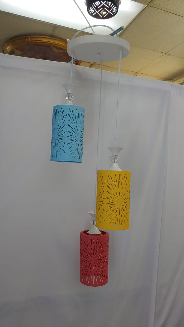Light Fixture Pendant 3-BULB 8501-3 LED Coloured Metal