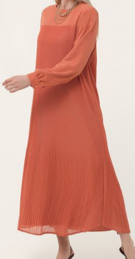 Dress Casual Gown Lined Ribbed Pale Orange Plus Size