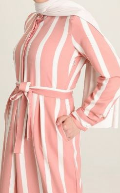 Jumpsuit Stripe Pink & White W/POCKETS