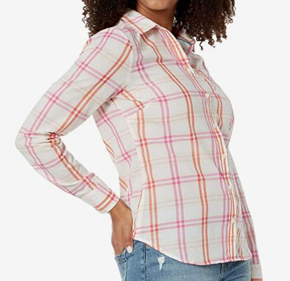US POLO ASSN. Women Shirt Us Polo Pink Plaid Long Sleeve