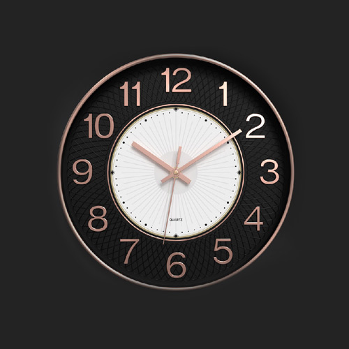 MUTBERG Clock Wall HJC-U-004 12" Modern Black Silent NON-TICKING Analog