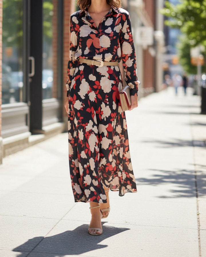 Skirt Suit 2PC Set Beige / Red