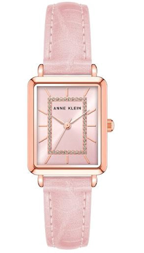 ANNE KLEIN Watch Women Glitter CROCO-GRAIN Strap Pink 3820RGPK