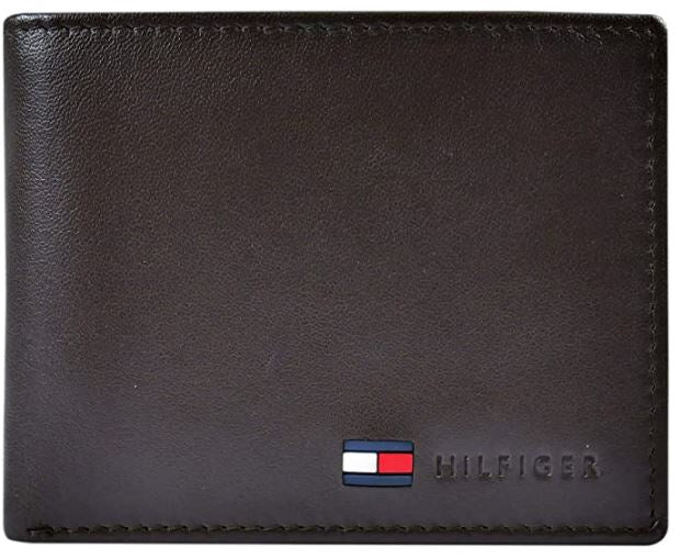 TOMMY HILFIGER Wallet Men's Leather Slim Bifold Brown