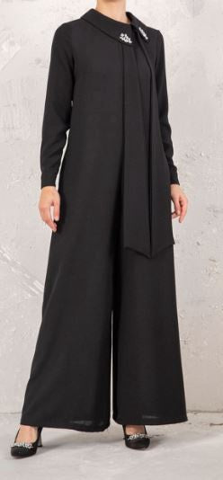 Jumpsuit Evening Black Rhinestone