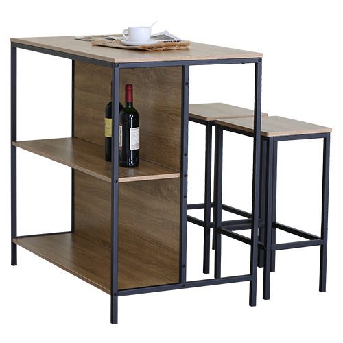 MUTBERG Wood Dining Table Steel Frame 2 Seater HJF-SHBTZY1006095
