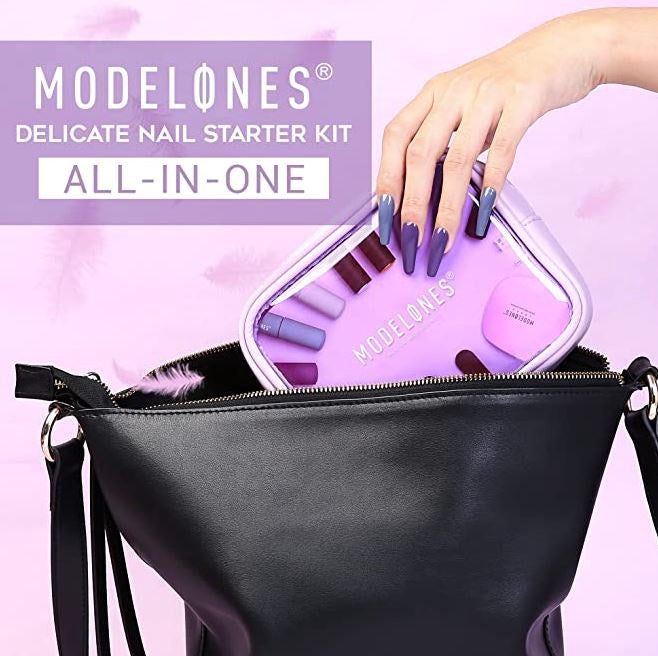 MODELONES Nails Gel Polish Kit with Light Starter 6X10ML Colors, 10ML Base and Top Coat Beginner Purple