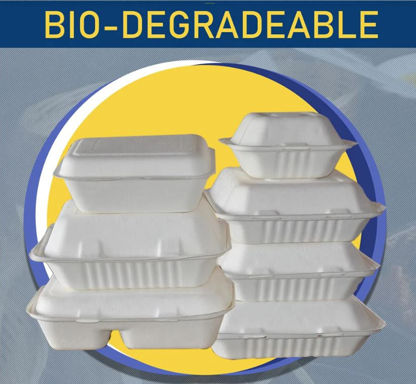 Food Box Biodegradable 6" X 6" 50PCS Pack 1 Comparment