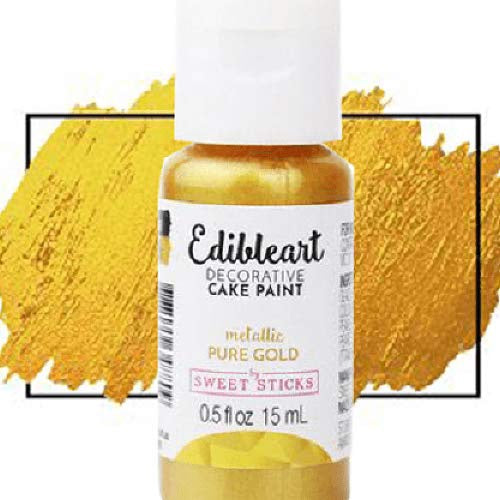 Baking Edible Gold Paint Sweet Sticks Edible Art Decorative Cake Paint 0.5 Ounce (15 Milliliters), Metallic Pure Gold