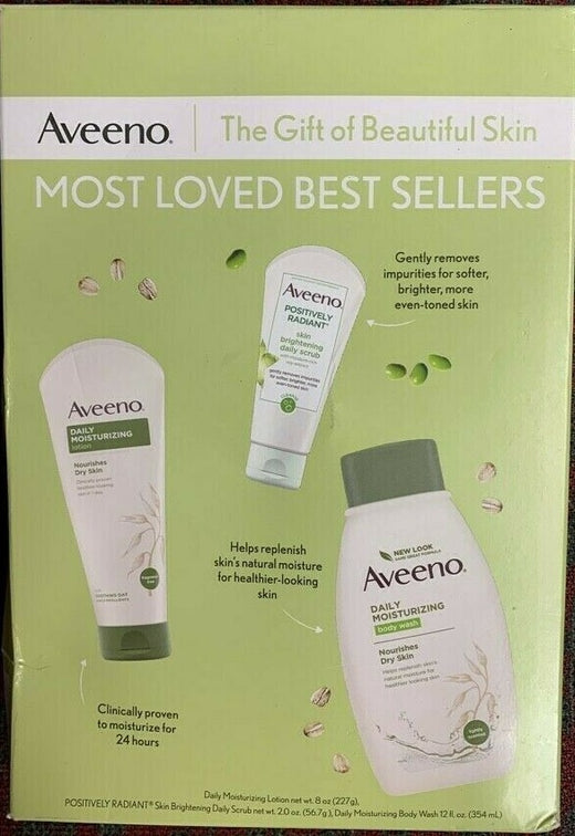 AVEENO Lotion Set Women Most Loved Best Sellers Gift Set Lotion Scrub & Body Wash
