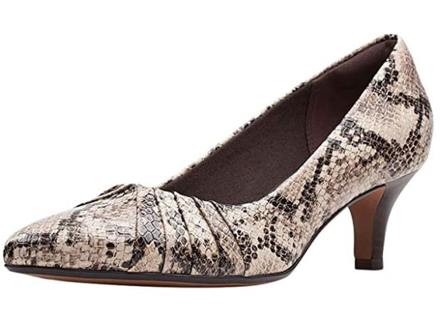 CLARKS Footwear Women's Linvale Crown Pumps Taupe Snake Synthetic