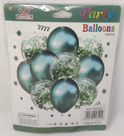 Party Balloons with Confetti Colored and Clear Kit 10PCS Pack W340