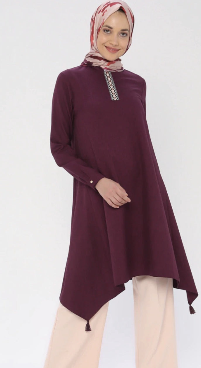 LOREEN BY PUANE Top Tunic Loreen Handkerchief Purple