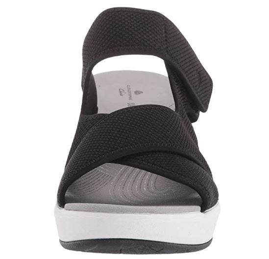 CLARKS Footwear Women's Step Cali Wave Sandal Black Textile