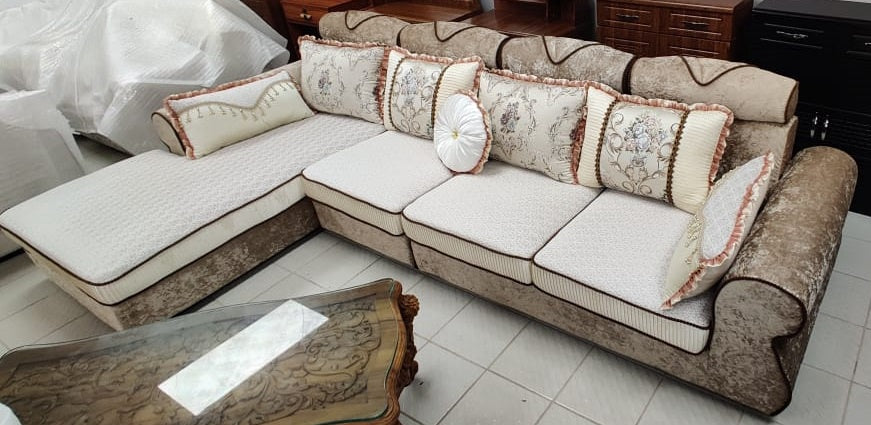 Sofa Set L Shape with Pillows 1805