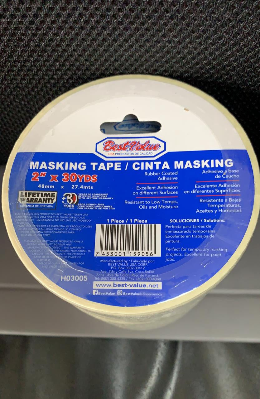 BEST VALUE Tape Masking 2" X 30YDS #H03005