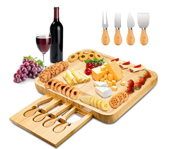 MOSSKIC Charcuterie Cheese Board with Knife Set, Bamboo