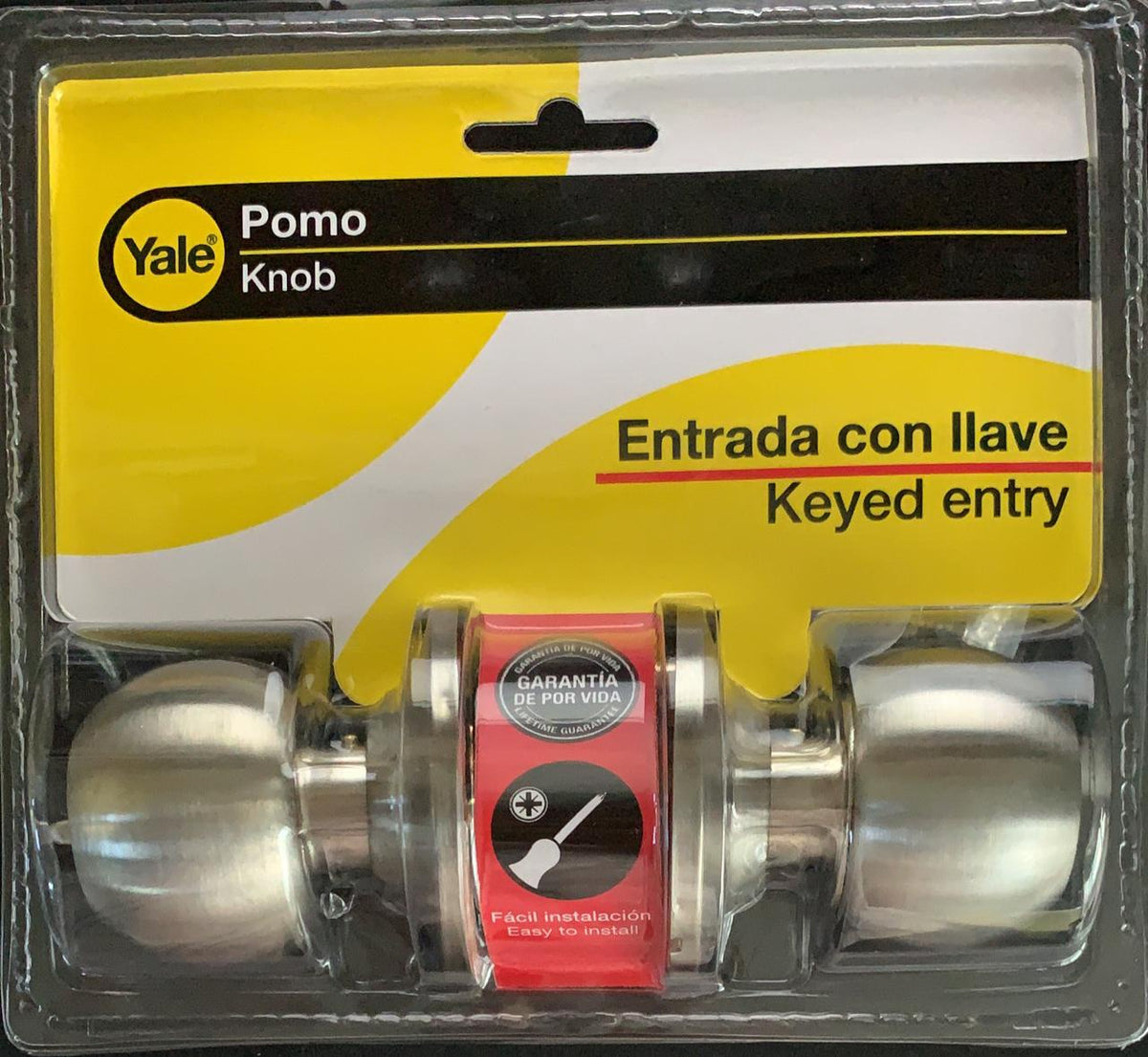YALE Lock Entry Knob Bolton Stainless Steel