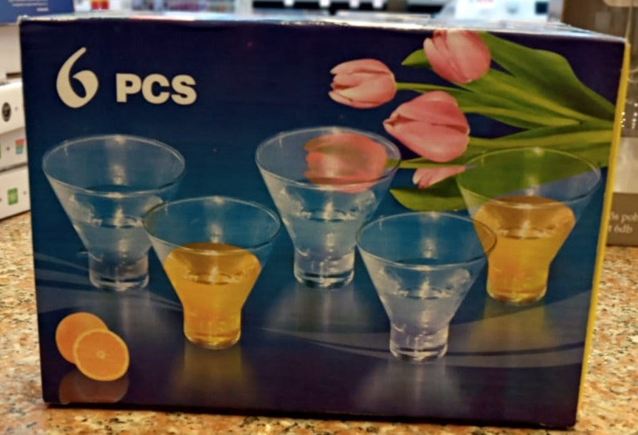 Glass Set 6PCS Small Flower Box Blue & Yellow