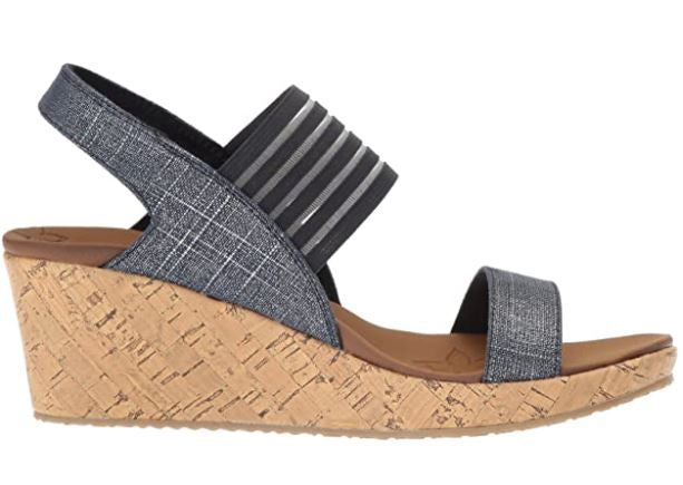 SKECHERS Footwear Women Cali Smitten Kitten Wedge Sandal Navy