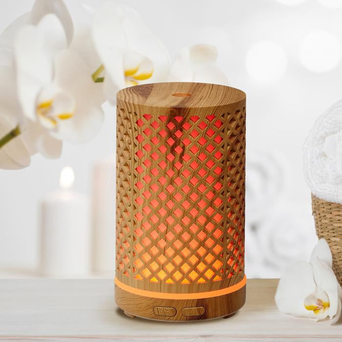 AROMAR Oil Diffuser Wood Ultrasonic Tranquil Oak with 7 Color LED Lights 100ML 90020