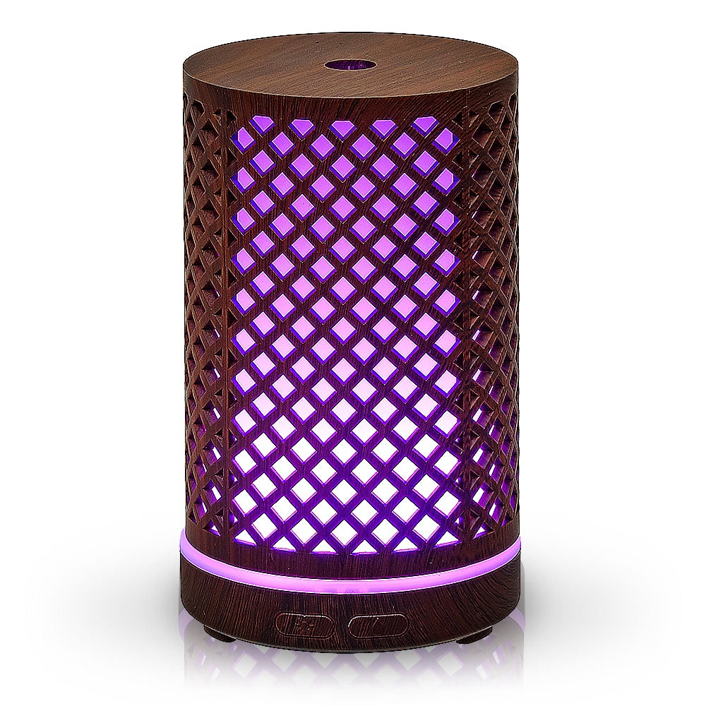 AROMAR Oil Diffuser Wood Ultrasonic Tranquil Mahogany with 7 Color LED Lights 100ML 90021