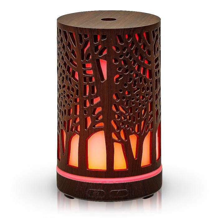 AROMAR Oil Diffuser Wood Ultrasonic Forest Walnut with 7 Color LED Lights 100ML 90023